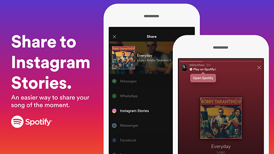 share and add spotify on instagram stories