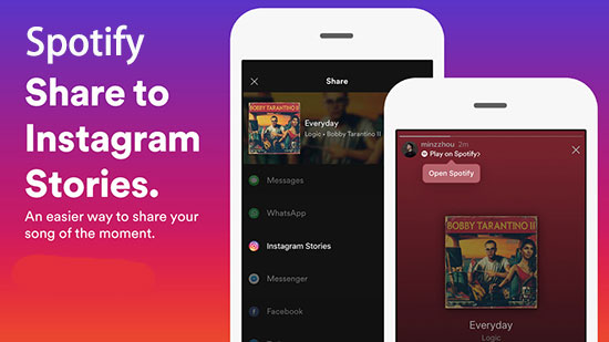 share and add spotify on instagram stories