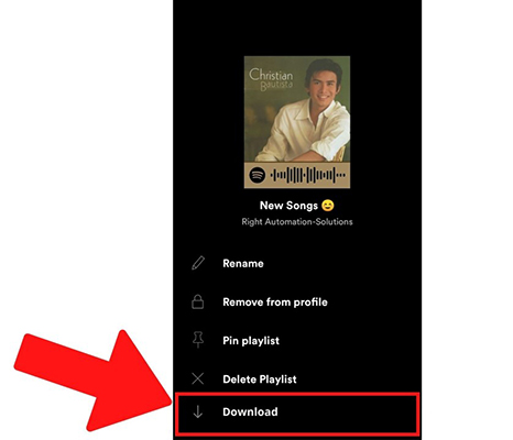 mark spotify playlist for offline sync mobile via download option