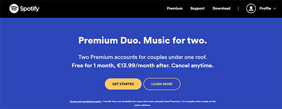 start spotify duo plan