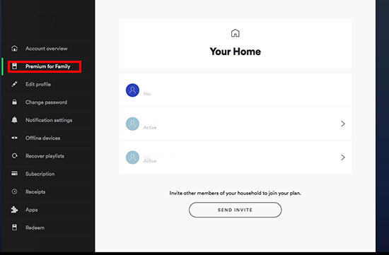 login spotify premium family account
