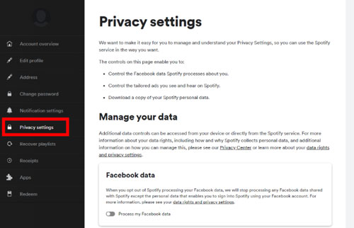 go to spotify privacy settings section
