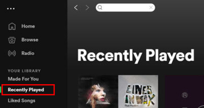 how to find recently played songs on spotify desktop