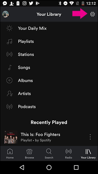 go to spotify settings on mobile