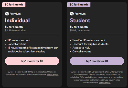 spotify premium free trial official for one month