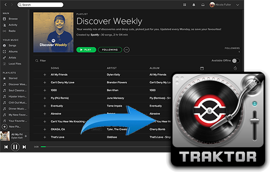 connect traktor to  spotify