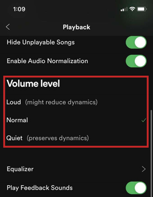 reset spotify volume level mobile