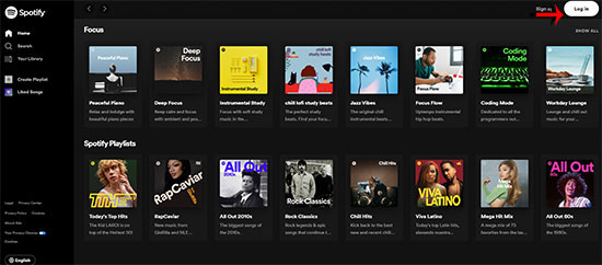 go to spotify web player in chrome browser