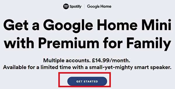 detail info between spotify and google home mini