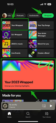 view spotify wrapped 2023 in mobile app