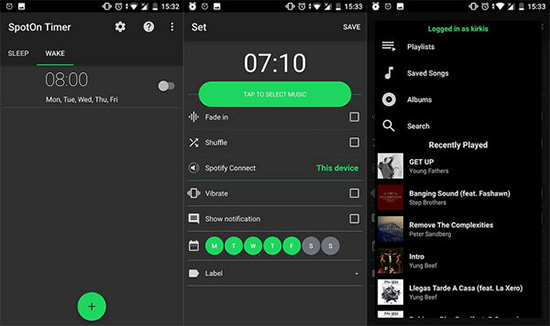 set spotify as alarm android