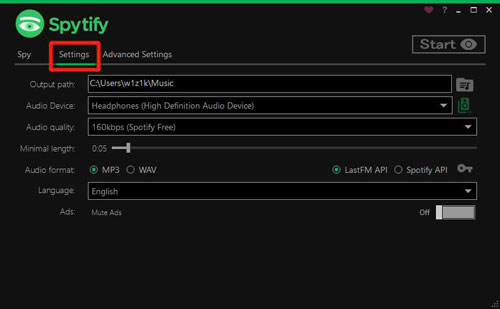 set spotify format as wav in spytify