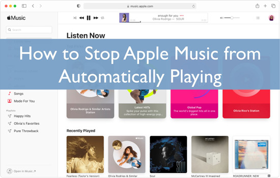 how to stop apple music from automatically playing