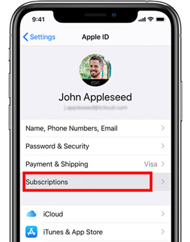 subscriptions option on iphone settings