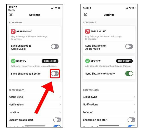 sync shazams to spotify