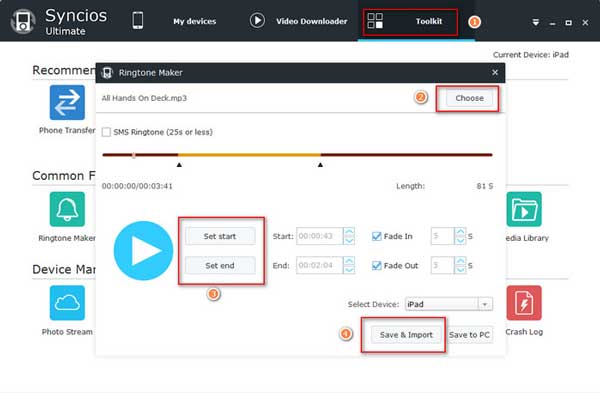 create tidal ringtone clips