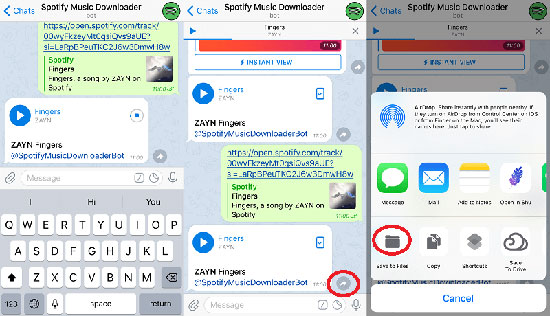download music on spotify on iphone with telegram