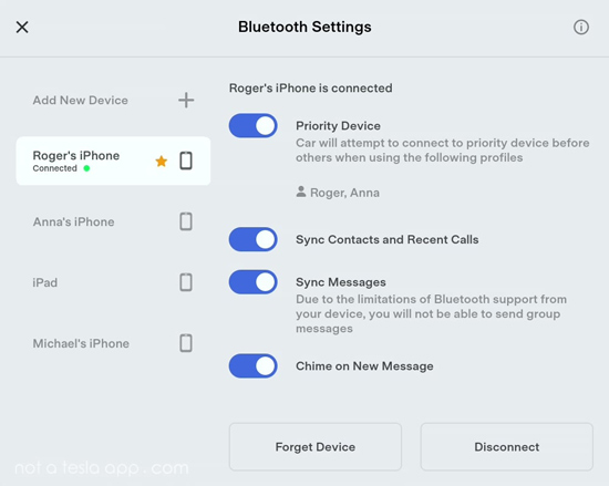 enable priority device feature on tesla bluetooth settings