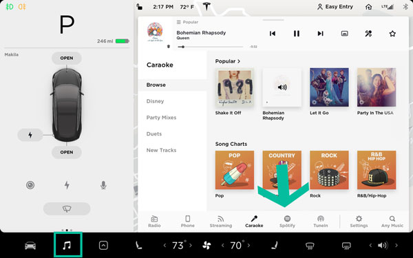 spotify app on tesla model 3