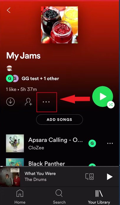 three dot icon on playlist
