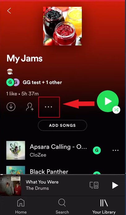 three dots on spotify audio content mobile