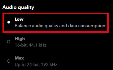 change tidal streaming audio quality