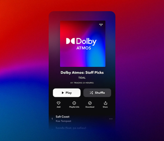 play tidal dolby atmos music