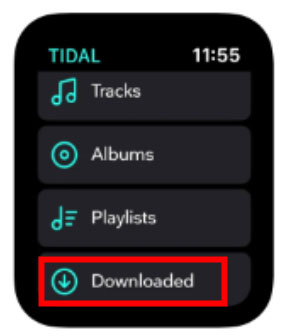 find tidal downloaded music on apple watch
