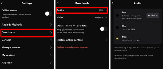 tidal downloads audio quality