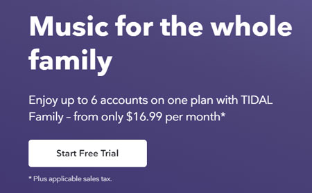 tidal family plan start free trial