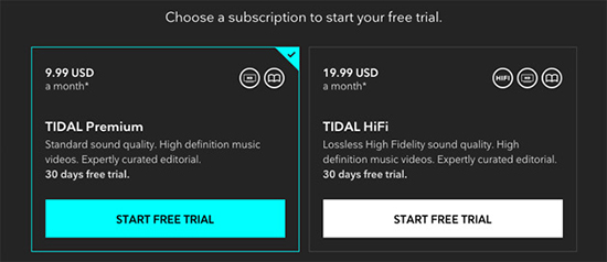 tidal subscription plans
