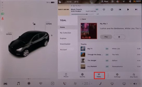 login to tidal on tesla