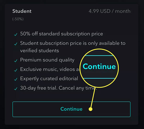 tidal student plan