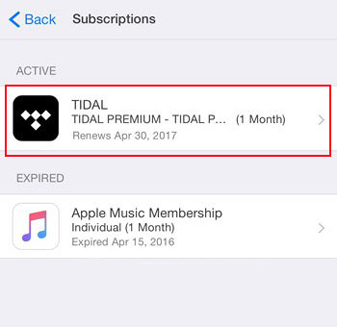 end tidal subscription on iphone
