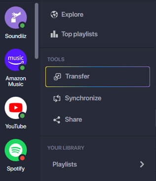 click transfer on soundiiz