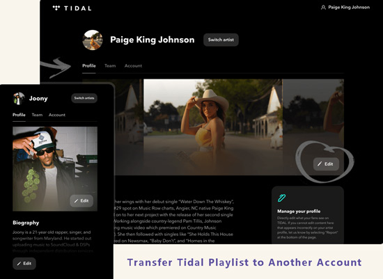 transfer tidal playlists from one account to another