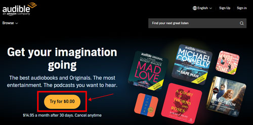 get audible free trial for one month on website