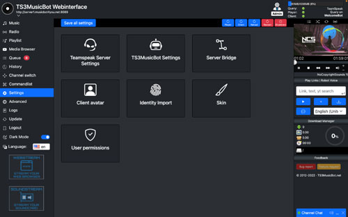 adjust teamspeak server settings in ts3musicbot