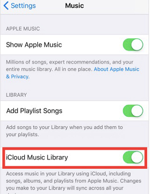 deactivate icloud music library on iphone