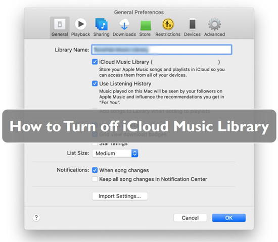 how to turn off icloud music library