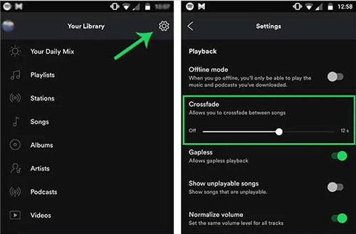 turn off crossfade to fix spotify cant play the current track android