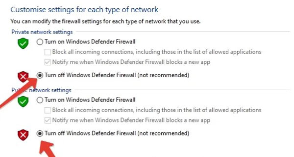 turn off the windows firewall