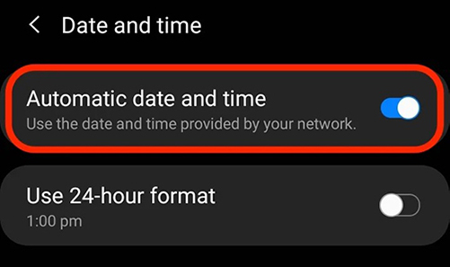 automatic date and time settings