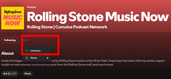unfollow spotify podcast