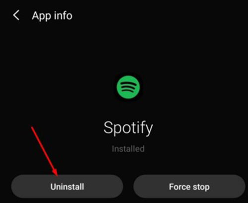 reinstall spotify to fix spotify songs not playing