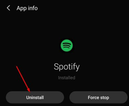 uninstall spotify on phone