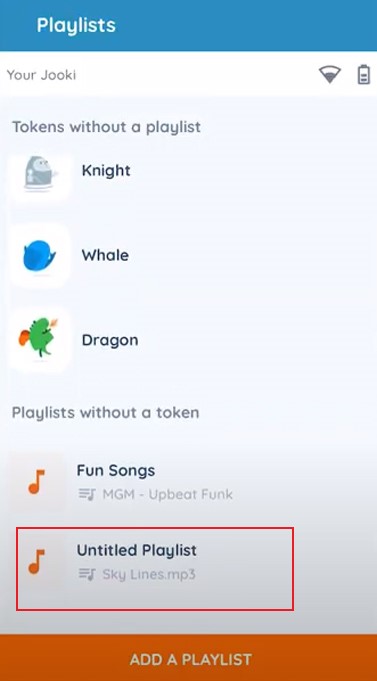 choose untitled playlist from jooki app