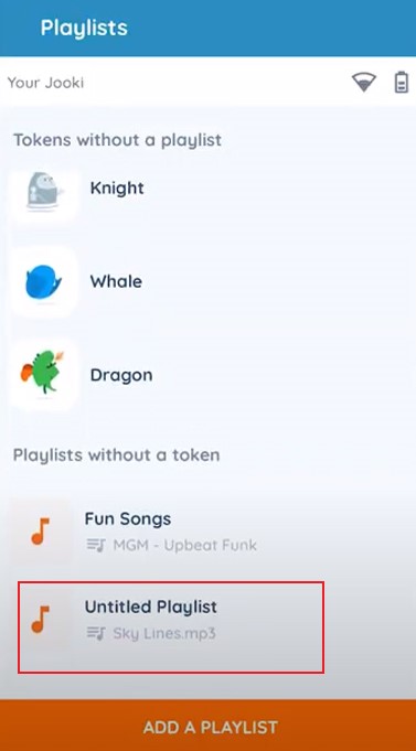 choose untitled playlist from jooki app