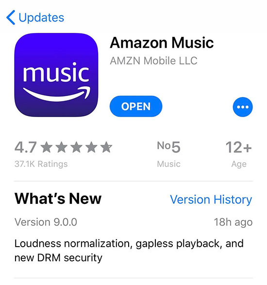 update amazon music app to fix amazon music songs not playing