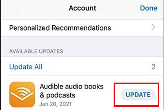 update audible app on ios